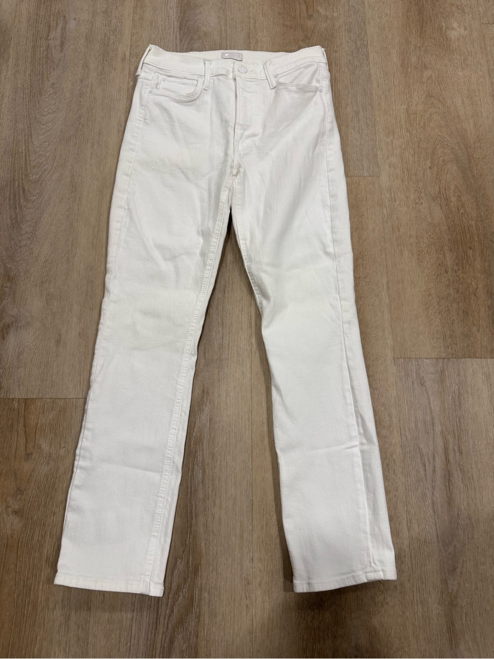 MOTHER White Mid Rise Dazzler Ankle Jeans